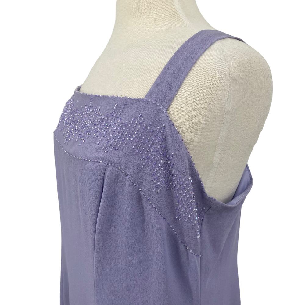 Vintage 90s Ursula Dress Beaded Neck Detail Column Maxi Gown Purple Womens 16W - Picture 5 of 11